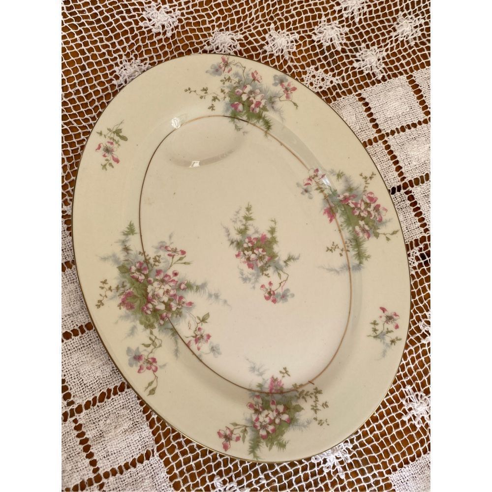 Theodore Haviland New York Oval platter with spoon rest. Apple Blossom pattern 1